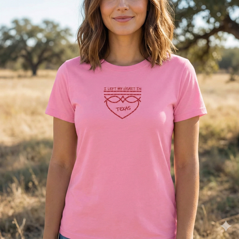 "I Left My Heart in Texas" Women's Pink Tee