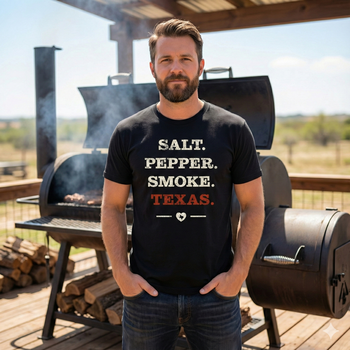 Salt Pepper Smoke Texas BBQ T-Shirt | Vintage Pitmaster Tee