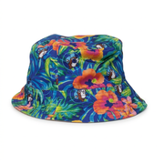 Tropical floral side of the Buc-ee's reversible twill bucket hat