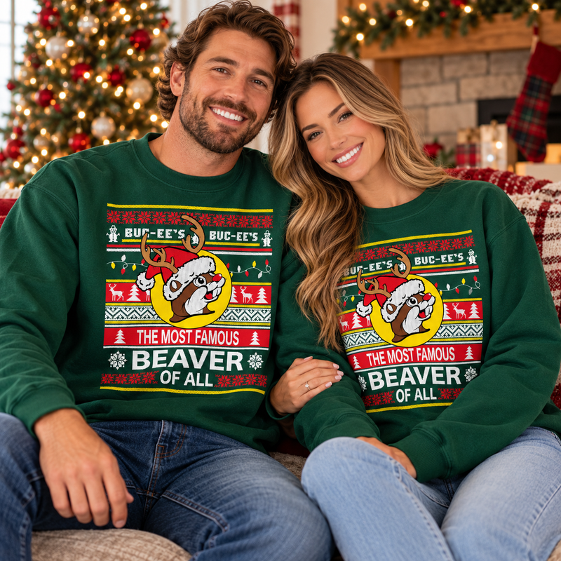 Buc-ee's Christmas "Most Famous Beaver" Ugly Sweater