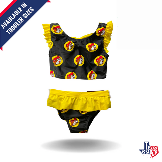 Buc-ee's Toddler Two Piece Black Logo Swimsuit