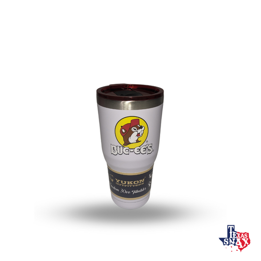 White Buc-ee's Logo Tumbler With Red Lid