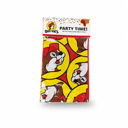 Buc-ee's Party Time plastic table cover with Buc-ee the Beaver print in package