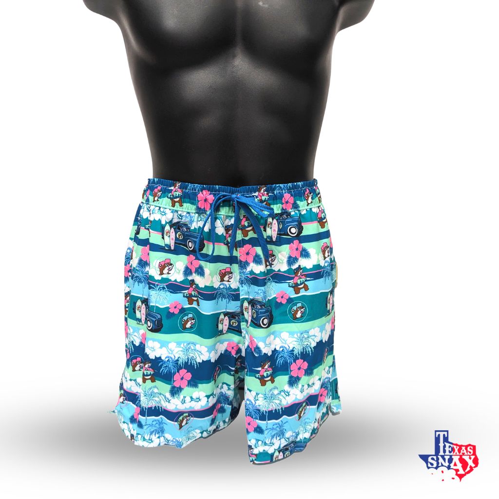 Tropical Swim Shorts, for Girls - blue medium all over printed, Girls