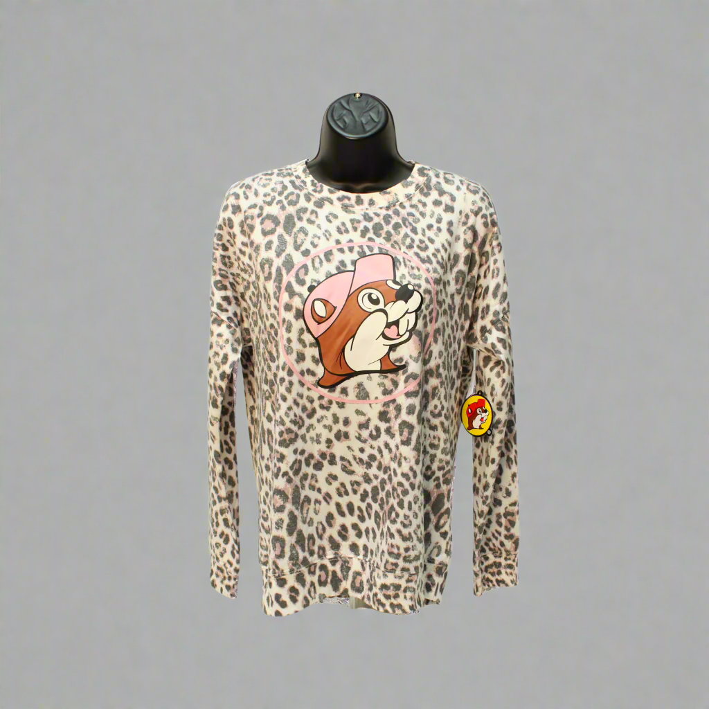 Buc-ee's Leopard Print Crew Sweater