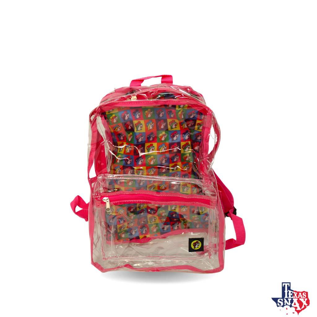 Buc-ee's Clear Backpack with Pink Trim