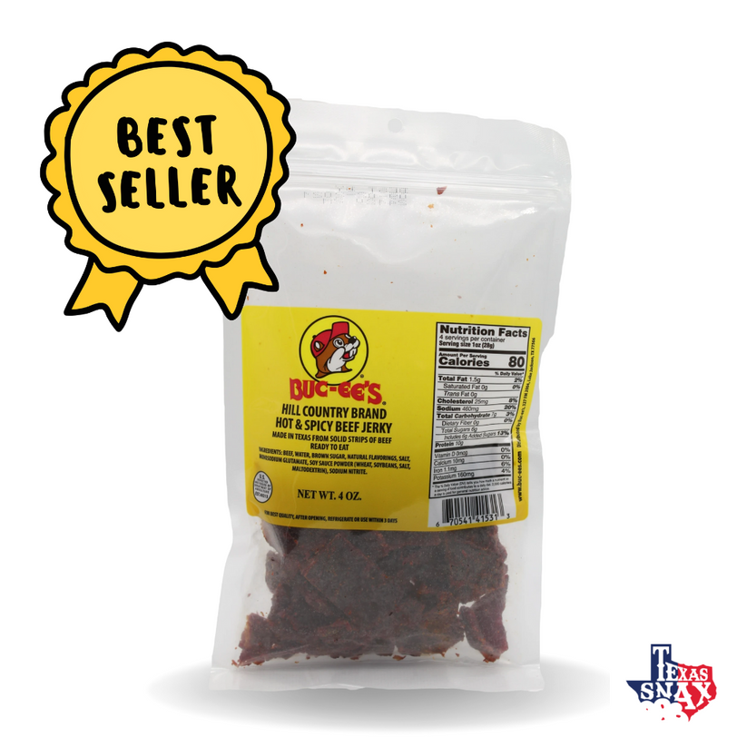 Authentic Bucee's Hot & Spicy Beef Jerky Available Here Texas Snax